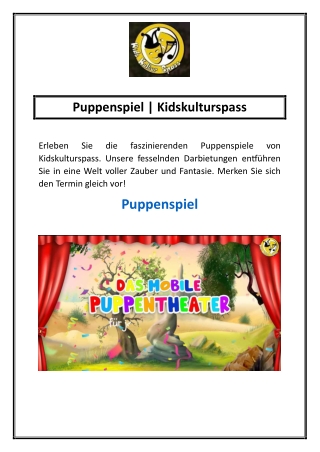 Puppenspiel | Kidskulturspass