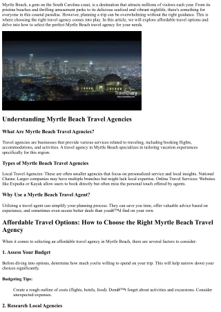 Affordable Travel Options: How to Choose the Right Myrtle Beach Travel Agency