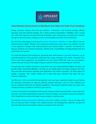 How Business Accountants in Blackburn Can Help You Scale Your Company