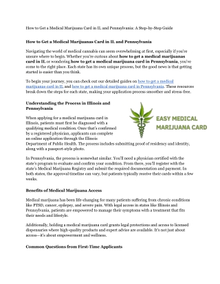 How to Get a Medical Marijuana Card in IL and Pennsylvania: A Step-by-Step Guide