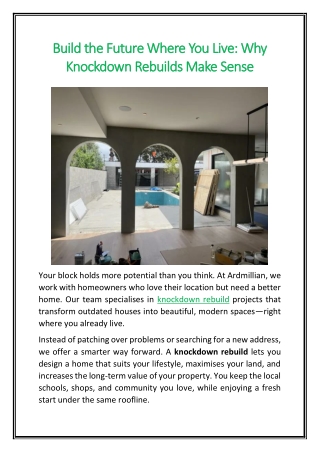 Build the Future Where You Live Why Knockdown Rebuilds Make Sense