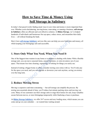 How to Save Time & Money Using Self Storage in Salisbury