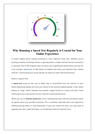 why running a speed test regularly is crucial