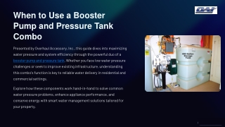When to Use a Booster Pump and Pressure Tank Combo