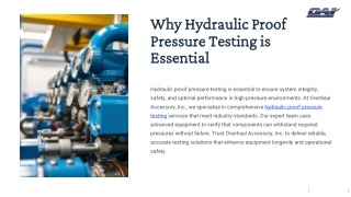 Why hydraulic proof pressure testing is essential