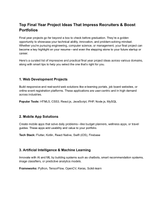 Best Final Year Project Ideas for Students