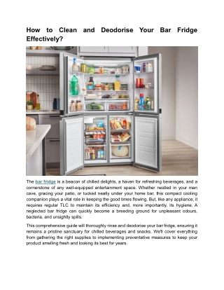 How to Clean and Deodorise Your Bar Fridge Effectively
