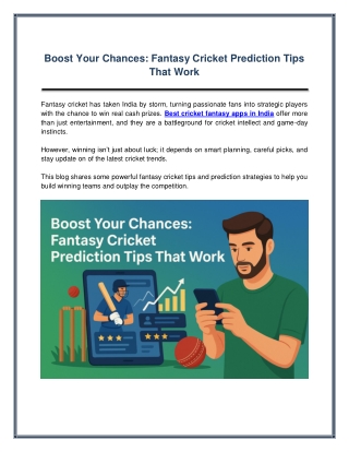 Boost Your Chances Fantasy Cricket Prediction Tips That Work