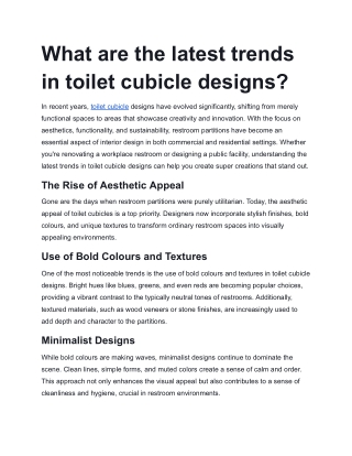 What are the latest trends in toilet cubicle designs?