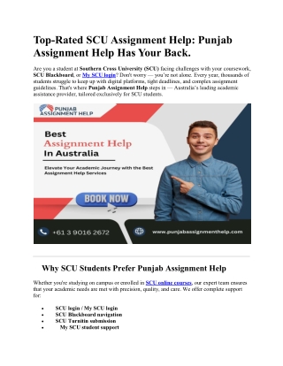 Top-Rated SCU Assignment Help Punjab Assignment Help Has Your Back