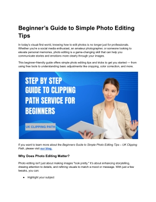 How to Start Photo Editing_ Easy Tips for Beginners – UK Clipping Path