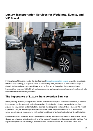 Luxury Transportation Services for Weddings, Events, and VIP Travel