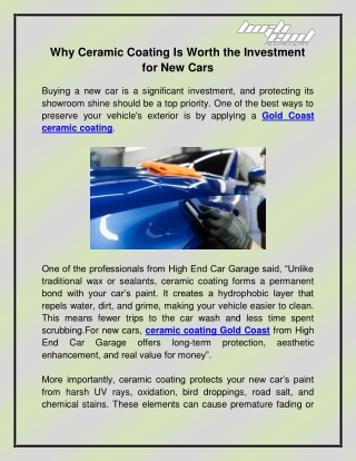 Gold coast ceramic coating