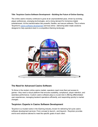 title tecpinion casino software development