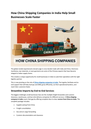 How China Shipping Companies in India Help Small Businesses Scale Faster