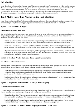 Leading 5 Myths About Playing Online Slot Machines