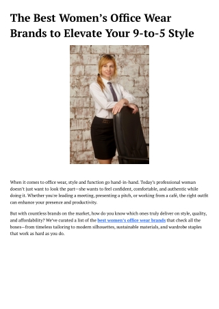 The Best Women’s Office Wear Brands to Elevate Your 9-to-5 Style