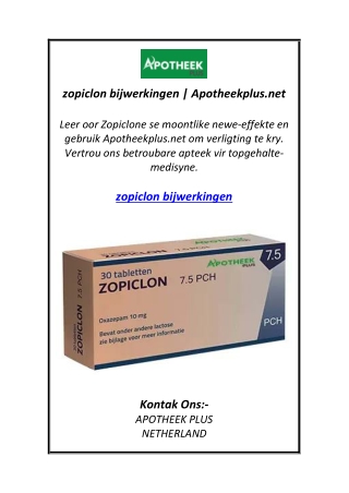 zopiclon bijwerkingen apotheekplus net