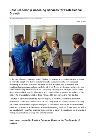 Best Leadership Coaching Services for Professional Growth - Edusolve