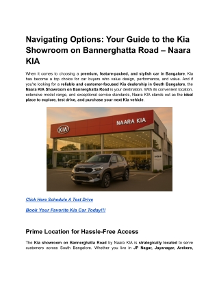 Navigating Options_ Your Guide to the Kia Showroom on Bannerghatta Road – Naara KIA
