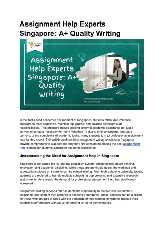Assignment Help Experts Singapore_ A  Quality Writing