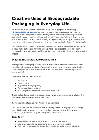 Creative Uses of Biodegradable Packaging in Everyday Life