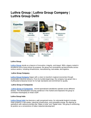 Luthra Group | Luthra Group Company | Luthra Group Delhi