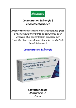 Concentration & Énergie | Fr.apotheekplus.net