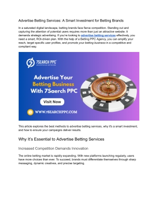 Advertise Betting Services_ A Smart Investment for Betting Brands