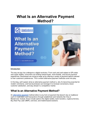 What Is an Alternative Payment Method?