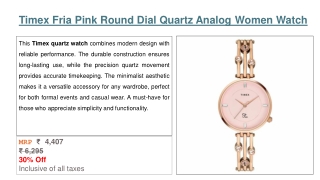Timex Fria Pink Round Dial Quartz Analog Women Watch