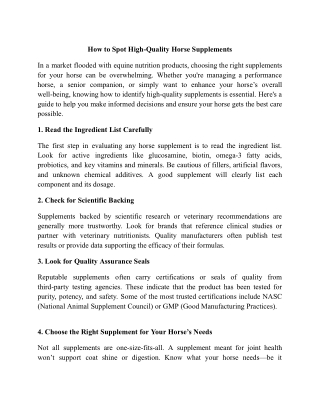 how to spot high quality horse supplements