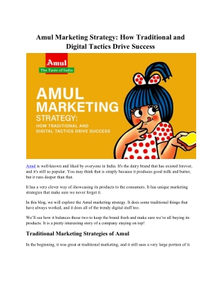 Amul Marketing Strategy_ How Traditional and Digital Tactics Drive Success