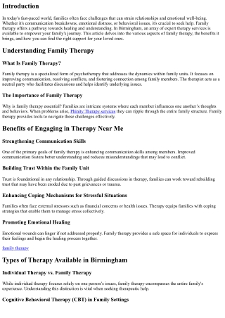 Empower Your Family's Journey: Expert Therapy Services Available in Birmingham