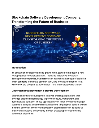 Blockchain Software Development Company: Transforming the Future of Business