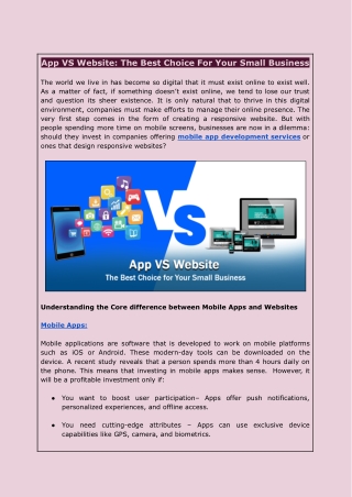 App vs Website: Best Digital Choice for Small Businesses