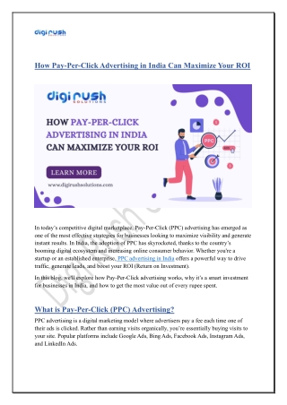 How Pay Per Click Advertising in India Can Maximize Your ROI