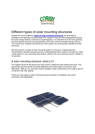 Different types of solar mounting structures