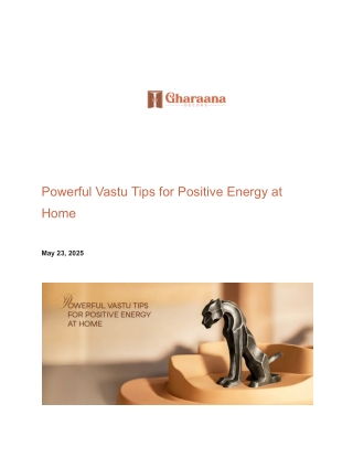 Powerful Vastu Tips for Positive Energy at Home