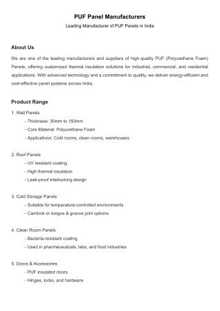 puf panel manufacturers
