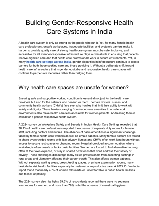 Building Gender-Responsive Health Care Systems in India