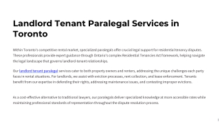 Landlord Tenant Paralegal Services in Toronto