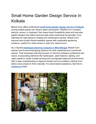 Small Home Garden Design Service In Kolkata