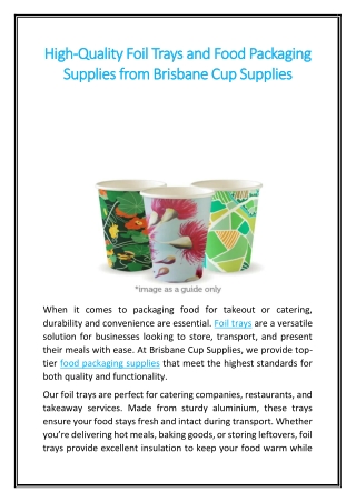 High-Quality Foil Trays and Food Packaging Supplies from Brisbane Cup Supplies