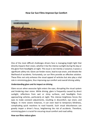 How Car Sun Films Improve Eye Comfort