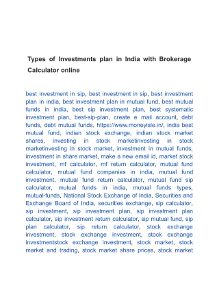 Types of Investments plan in India with Brokerage Calculator online (1)