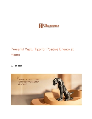Powerful Vastu Tips for Positive Energy at Home