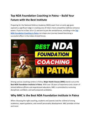 top nda foundation coaching in patna build your