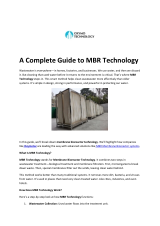 A Complete Guide to MBR Technolog.