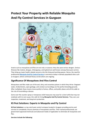 Protect Your Property with Reliable Mosquito And Fly Control Services in Gurgaon
